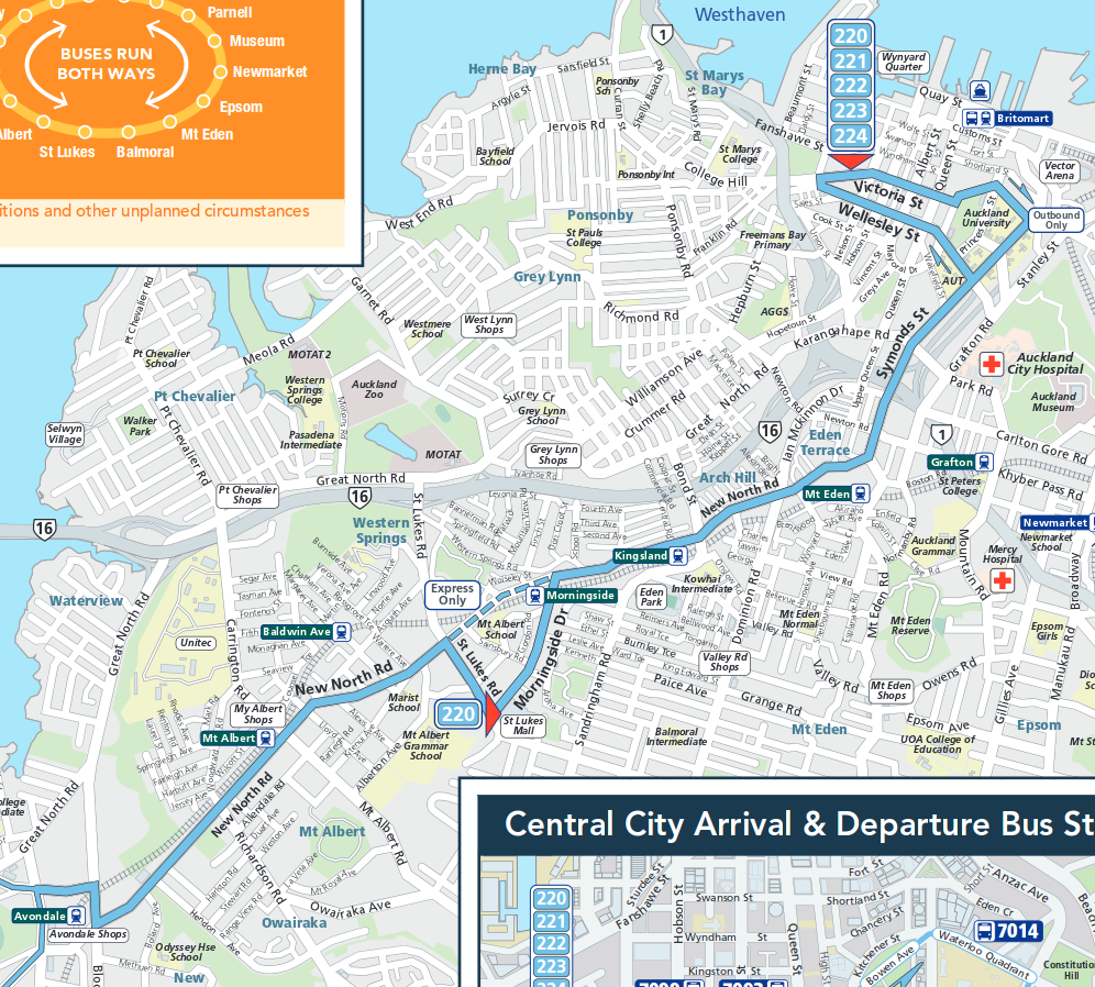 New North Road bus route map