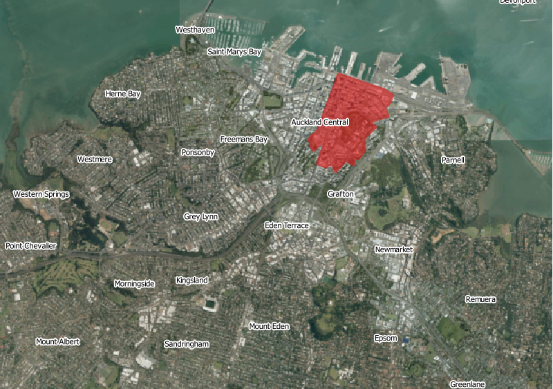 Map of Auckland as it might be at the density of the former Kowloon Walled City
