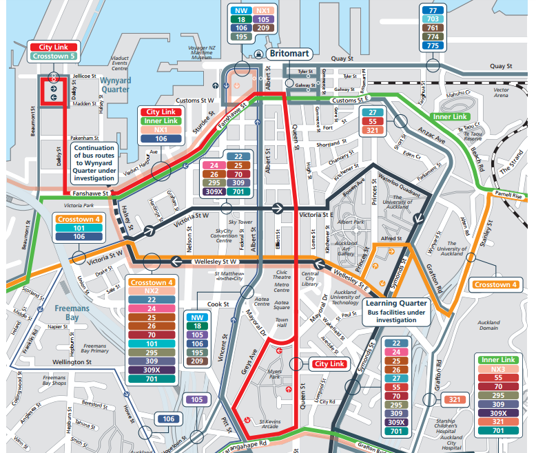 Bus consultation map showing buses still on Victoria Street