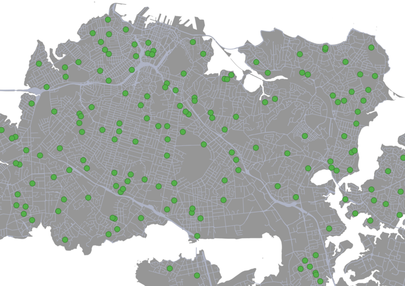 Map showing schools in the Auckland isthmus