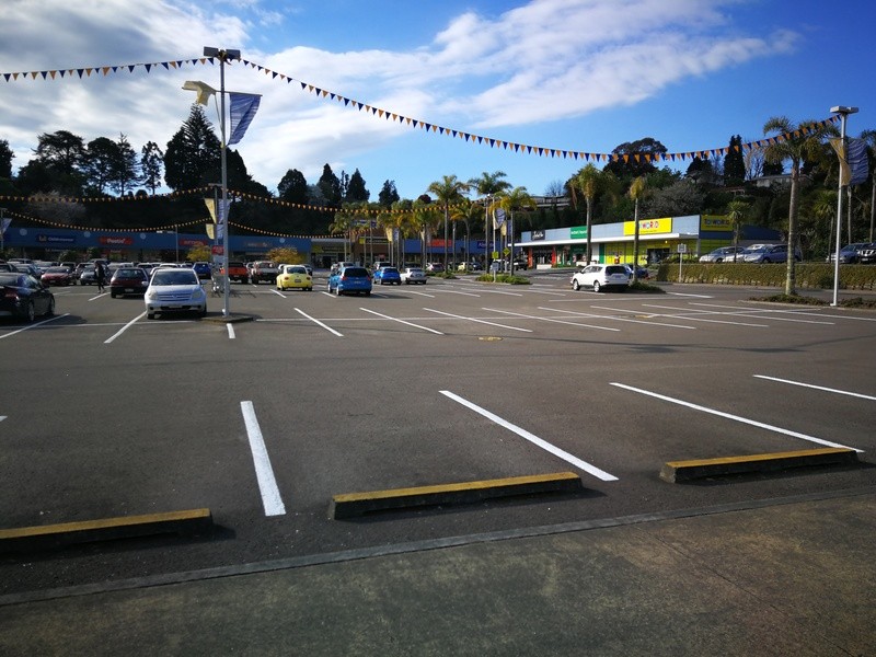 Half-empty surface carparking at the Fraser Cove mall in Tauranga