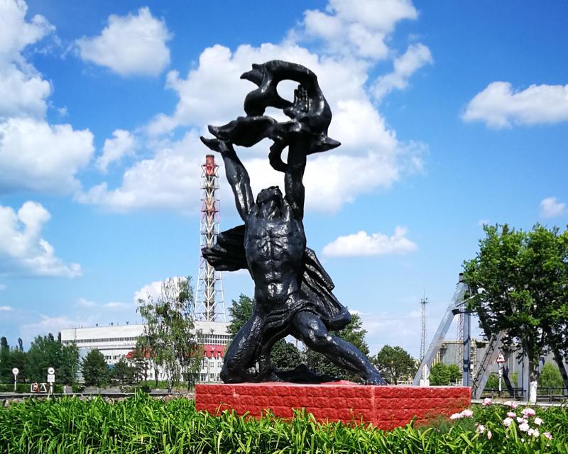 The statue of Prometheus at Chernoybl